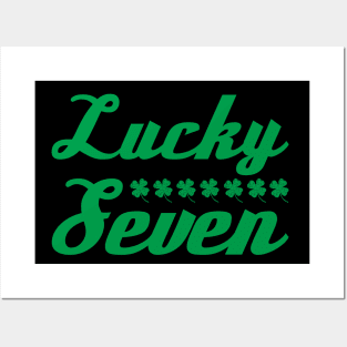 Lucky Seven Green Four Leaf Clover Design Posters and Art